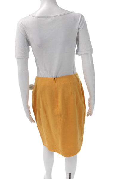 Ellen Tracy Womens Yellow Wool Straight Pencil Skirt Knee Length Zip Size 10