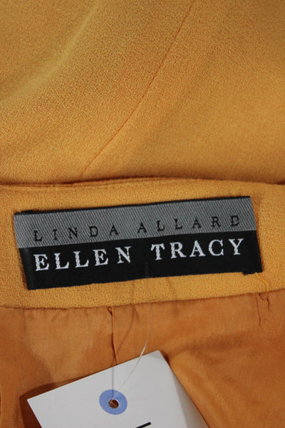 Ellen Tracy Womens Yellow Wool Straight Pencil Skirt Knee Length Zip Size 10