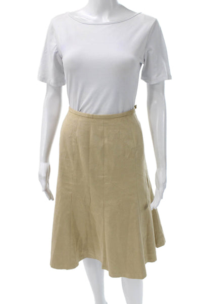 Talbots Womens A-Line Long Beige Polyester Skirt Zip Petites Size 14