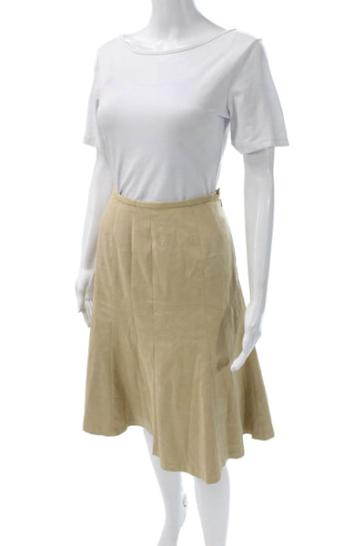 Talbots Womens A-Line Long Beige Polyester Skirt Zip Petites Size 14