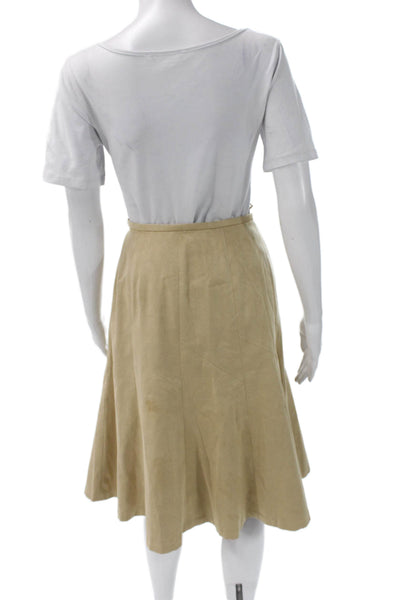 Talbots Womens A-Line Long Beige Polyester Skirt Zip Petites Size 14