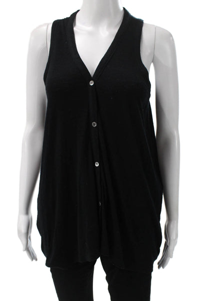 Theory Women V Neck Sleeveless Wool Sweater Vest Black Size L