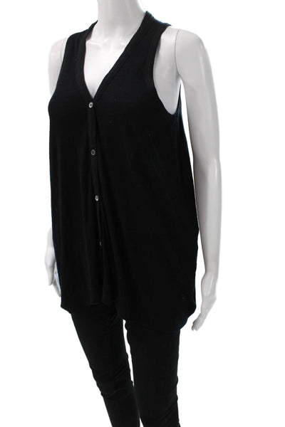 Theory Women V Neck Sleeveless Wool Sweater Vest Black Size L