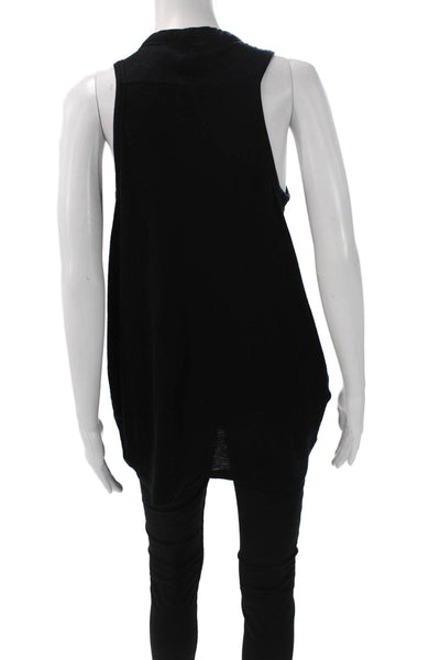 Theory Women V Neck Sleeveless Wool Sweater Vest Black Size L