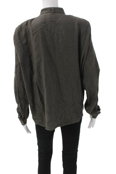 Krizia Poi Womens Collared Cotton Button-Up Long Sleeve Gray Blouse Size 44