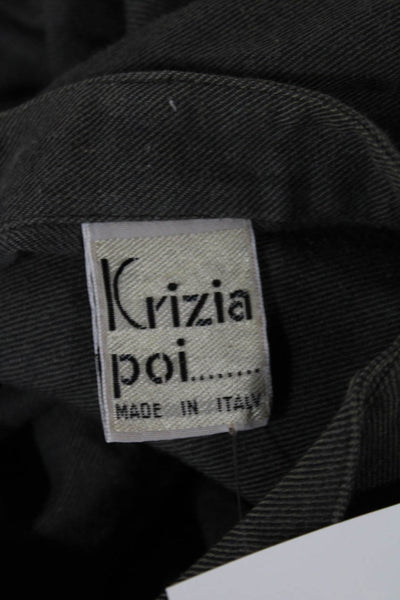 Krizia Poi Womens Collared Cotton Button-Up Long Sleeve Gray Blouse Size 44