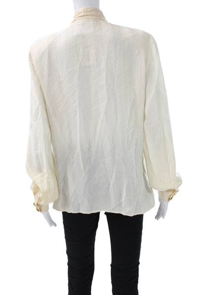 Gloria Sachs Womens Tunic Blouse Ivory Striped Long Sleeve Size S