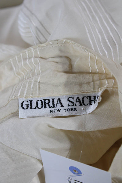 Gloria Sachs Womens Tunic Blouse Ivory Striped Long Sleeve Size S