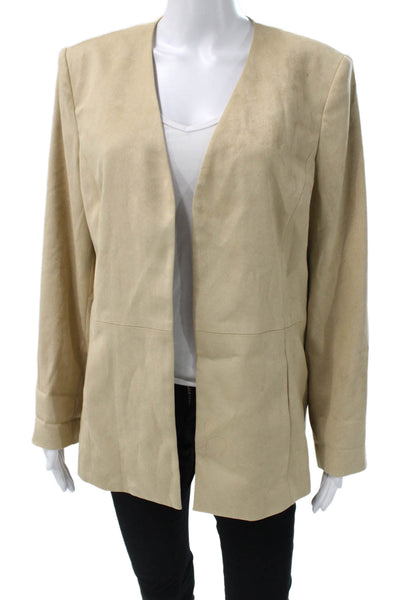 Talbots Womens Basic Jacket Beige Long Sleeve Petites Size 14