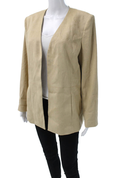 Talbots Womens Basic Jacket Beige Long Sleeve Petites Size 14