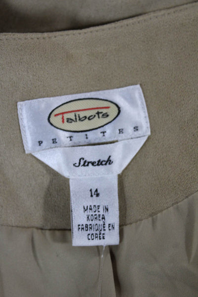 Talbots Womens Basic Jacket Beige Long Sleeve Petites Size 14