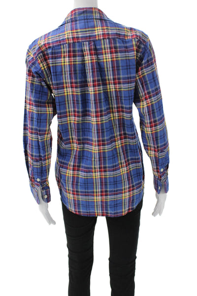 Ralph Lauren Teens Blue Plaid Collared Button-Up Cotton Long Sleeve Size L