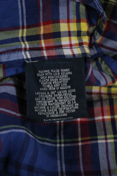 Ralph Lauren Teens Blue Plaid Collared Button-Up Cotton Long Sleeve Size L