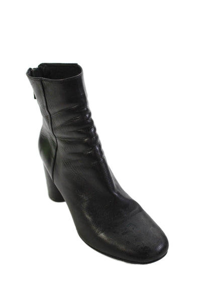 Sandro Womens Leather Zip Up Circle Heel Ankle Booties Black Size 38 8