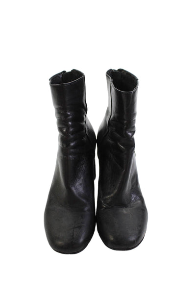 Sandro Womens Leather Zip Up Circle Heel Ankle Booties Black Size 38 8