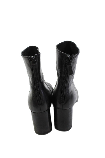 Sandro Womens Leather Zip Up Circle Heel Ankle Booties Black Size 38 8