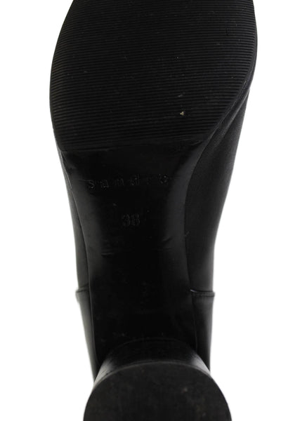 Sandro Womens Leather Zip Up Circle Heel Ankle Booties Black Size 38 8