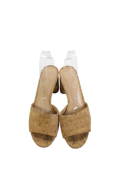 Veronica Beard Womens Cork Platform Sandal Heels Beige Size 7.5 Medium