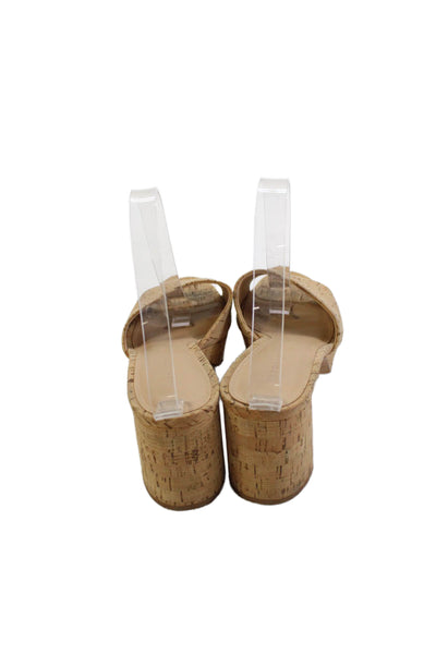 Veronica Beard Womens Cork Platform Sandal Heels Beige Size 7.5 Medium