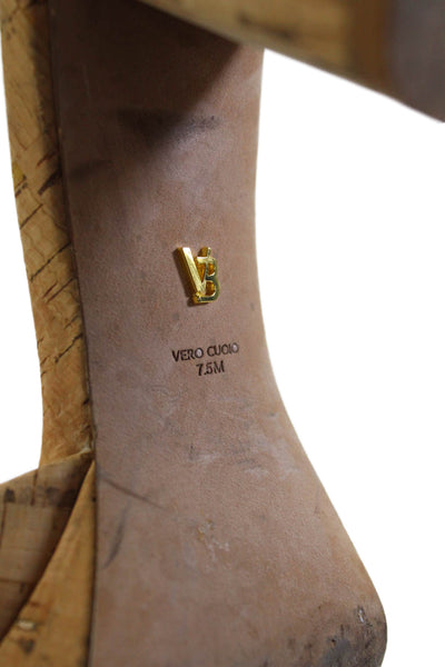 Veronica Beard Womens Cork Platform Sandal Heels Beige Size 7.5 Medium