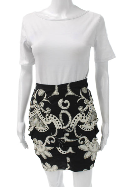 Gianni Versace Women Tulip Silk Paisley Skirt Black Size 44