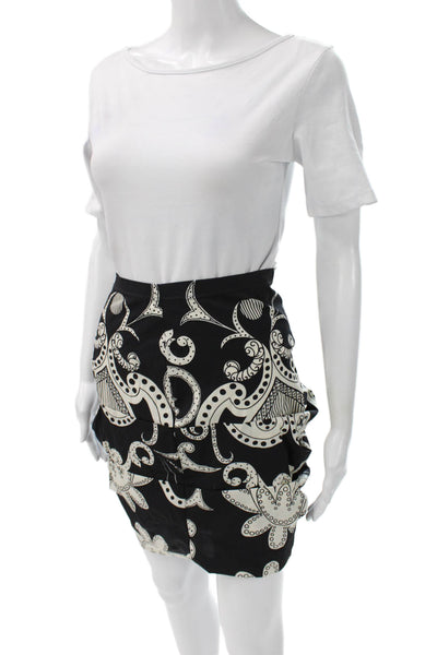 Gianni Versace Women Tulip Silk Paisley Skirt Black Size 44