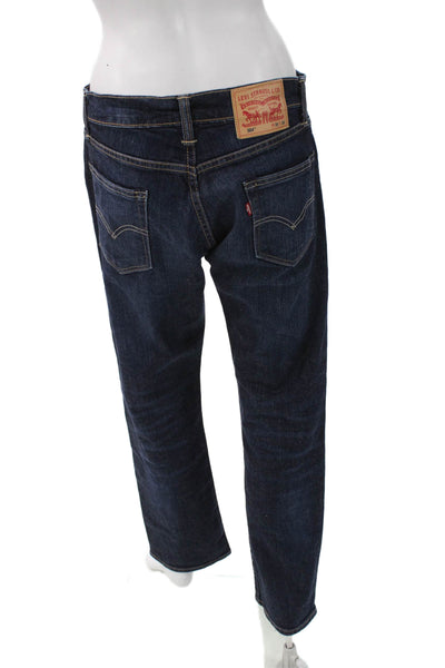 Levis Mens Straight Jeans Blue Low Rise Button Fly Cotton Size 30