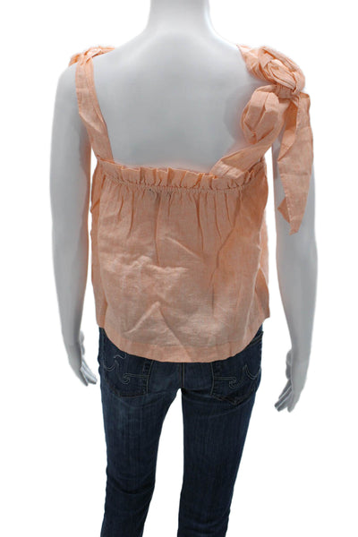 J Crew Womens Linen Square Neck Sleeveless Basic Tank Orange Size S
