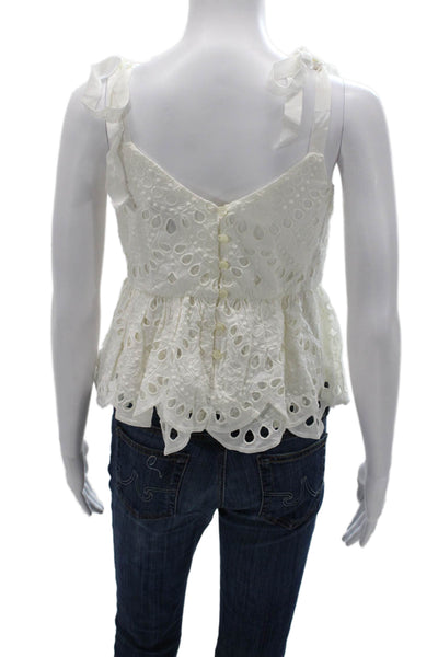 J Crew Women Camisole White Cotton Square Neck Geometric Sleeveless Size 4P