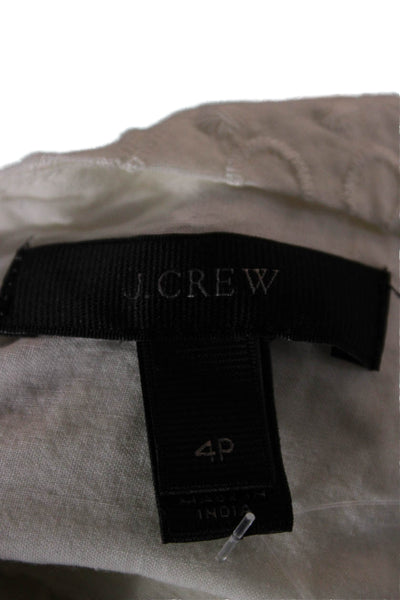 J Crew Women Camisole White Cotton Square Neck Geometric Sleeveless Size 4P