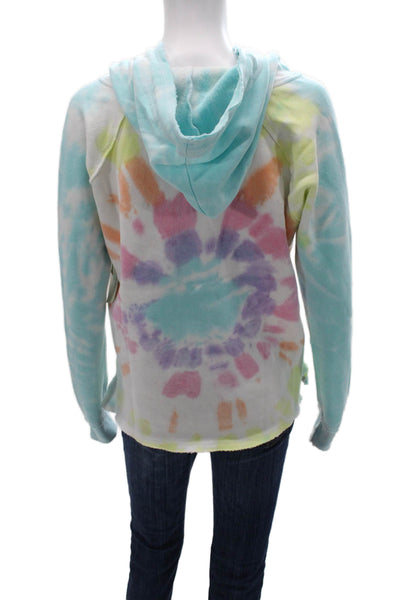 Ocean Drive Women Pullover Hoodie Tie Dye V Neck Cotton Long Sleeve Size S
