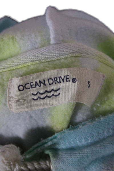 Ocean Drive Women Pullover Hoodie Tie Dye V Neck Cotton Long Sleeve Size S
