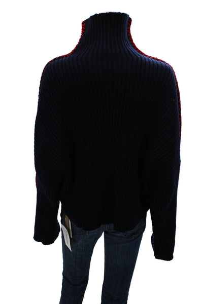 Chakeris Womens Blue Turtleneck Pullover Sweater Long Sleeve Acrylic Size S