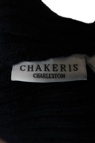 Chakeris Womens Blue Turtleneck Pullover Sweater Long Sleeve Acrylic Size S