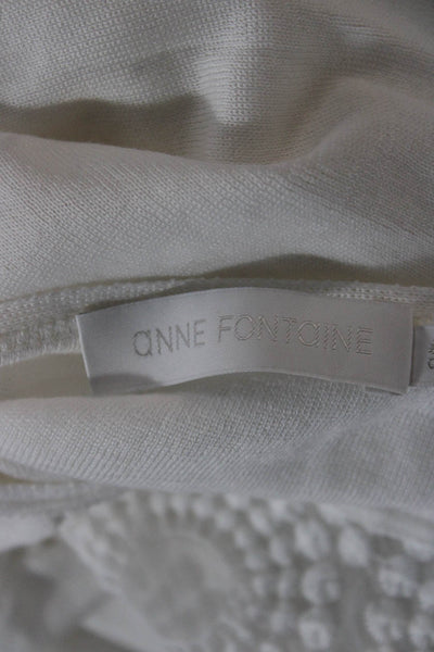 Anne Fontaine Womens White Geometric Cotton Pullover Sweater Size 40