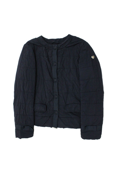 Armani Junior Childrens Girls Button Down Puffer Jacket Navy Blue Size 12