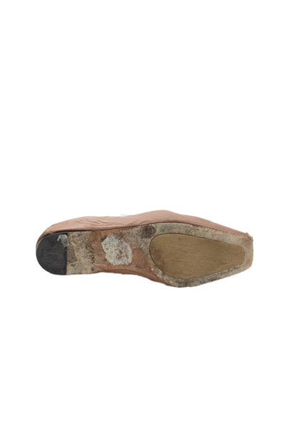 Jimmy Choo Womens Leather Square Toe Ballet Flats Beige Size 36.5 6.5