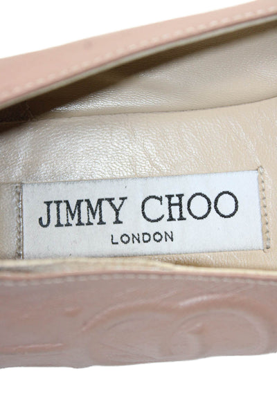 Jimmy Choo Womens Leather Square Toe Ballet Flats Beige Size 36.5 6.5