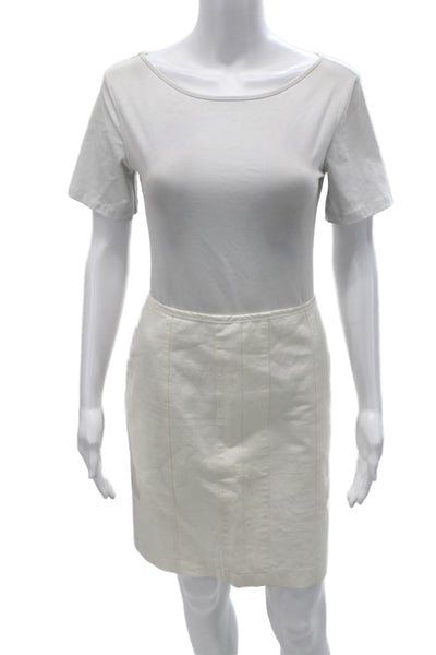Narciso Rodriguez Womens Straight Pencil Skirt Ivory Knee Length Zip Size 6