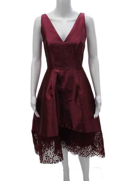 Monique Lhuillier Women Fit & Flare Purple V-Neck Sleeveless Dress Size 2