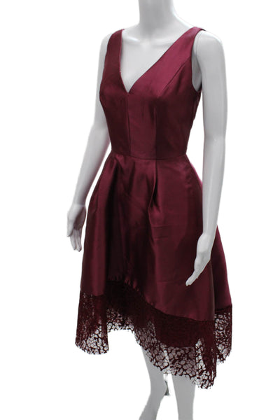 Monique Lhuillier Women Fit & Flare Purple V-Neck Sleeveless Dress Size 2