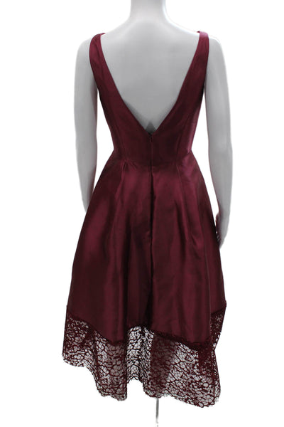 Monique Lhuillier Women Fit & Flare Purple V-Neck Sleeveless Dress Size 2