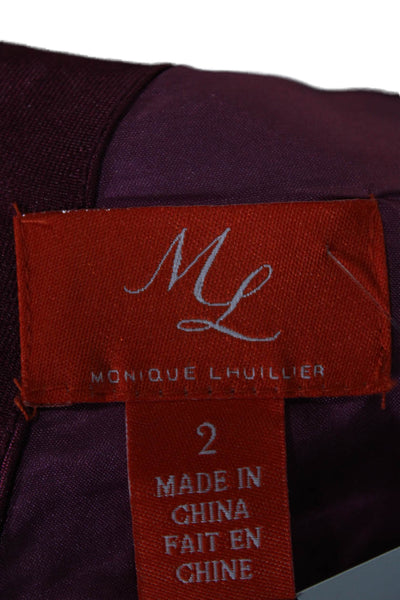 Monique Lhuillier Women Fit & Flare Purple V-Neck Sleeveless Dress Size 2
