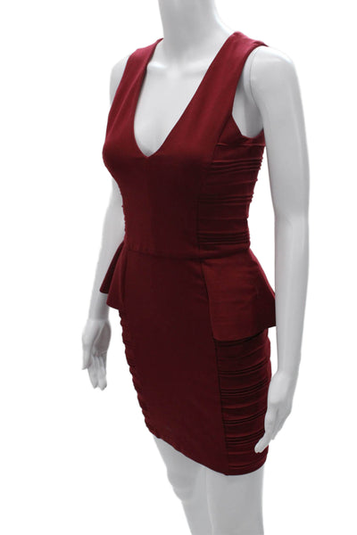 Parker Womens Bodycon Dress Red V Neck Sleeveless Zip Size XS