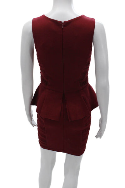 Parker Womens Bodycon Dress Red V Neck Sleeveless Zip Size XS