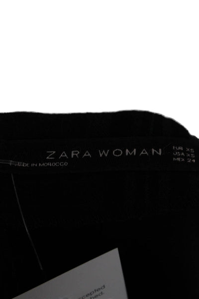 Zara Womens Sheath Dress Black Plaid Long Sleeve Knee Zip Size XS