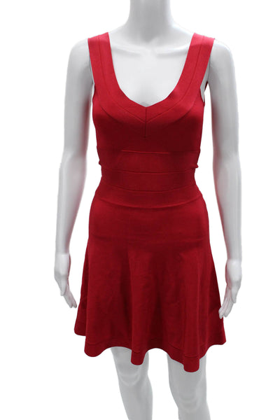 Armani Exchange Women Fit & Flare Red Rayon VNeck Sleeveless Short Dress Size XS