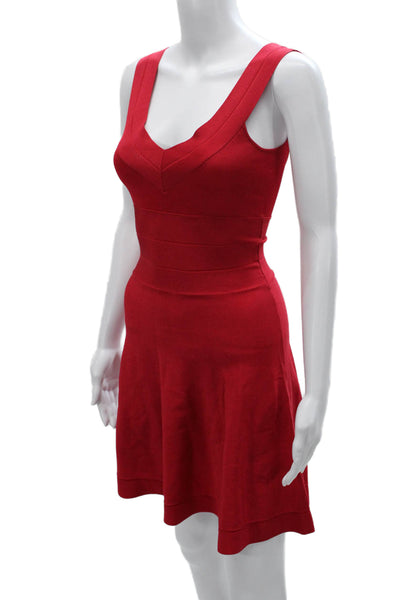 Armani Exchange Women Fit & Flare Red Rayon VNeck Sleeveless Short Dress Size XS