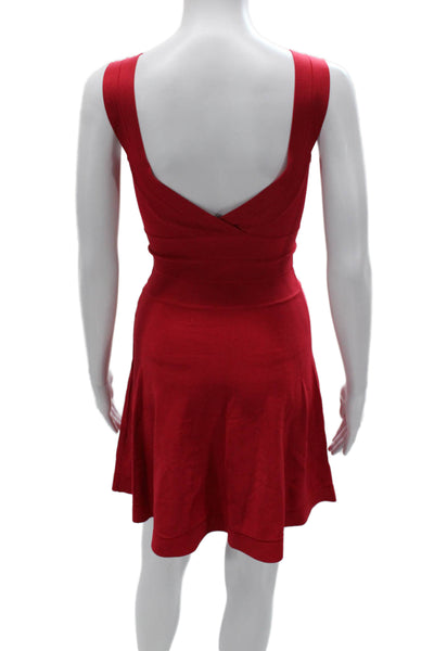 Armani Exchange Women Fit & Flare Red Rayon VNeck Sleeveless Short Dress Size XS