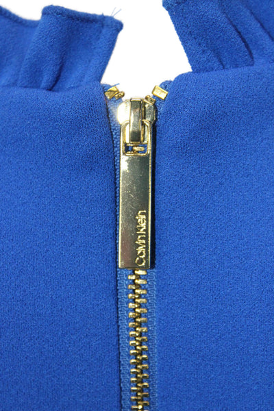 Calvin Klein Womens Sleeveless V-Neck Jumpsuit Blue Tie Waist Polyester Size 0P
